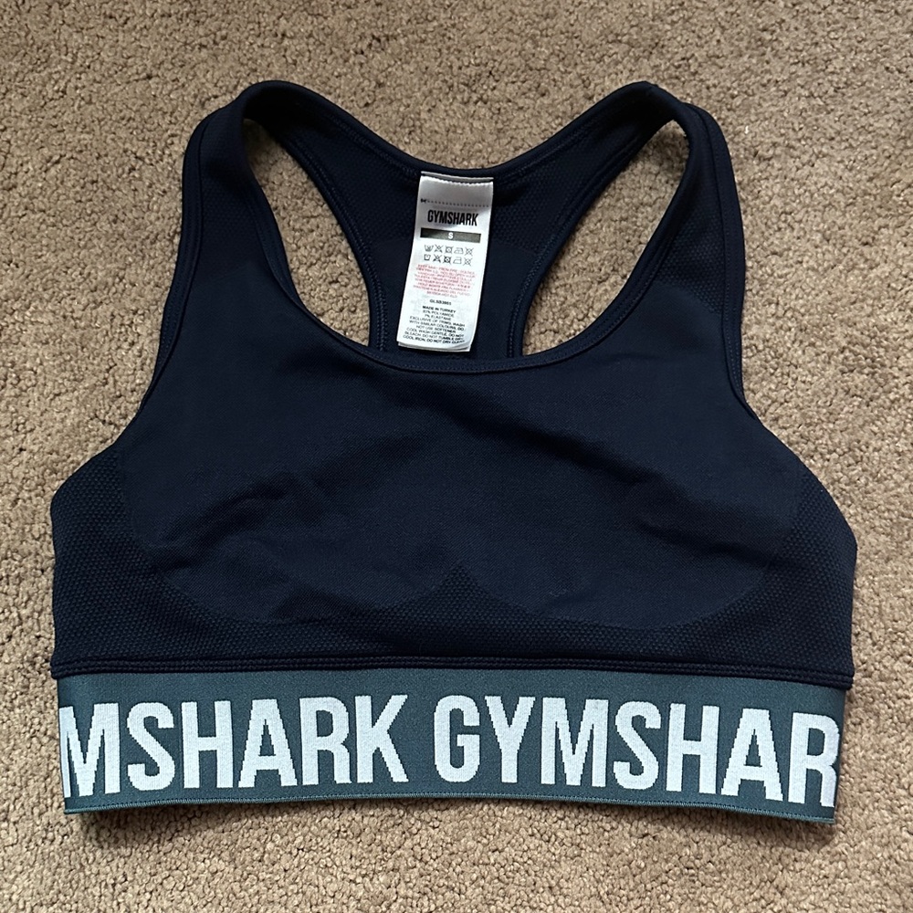 Gymshark Navy Sports Bra with Bold Branding